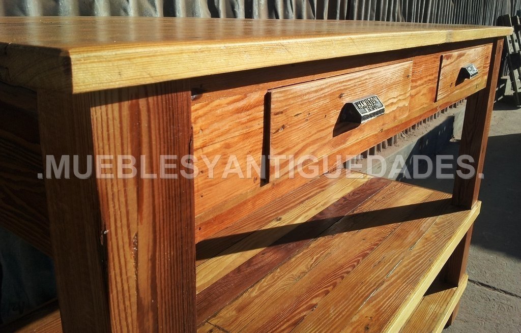 Aparador Vanitory de 3 planos con 2 cajones en pinotea (AP305A)