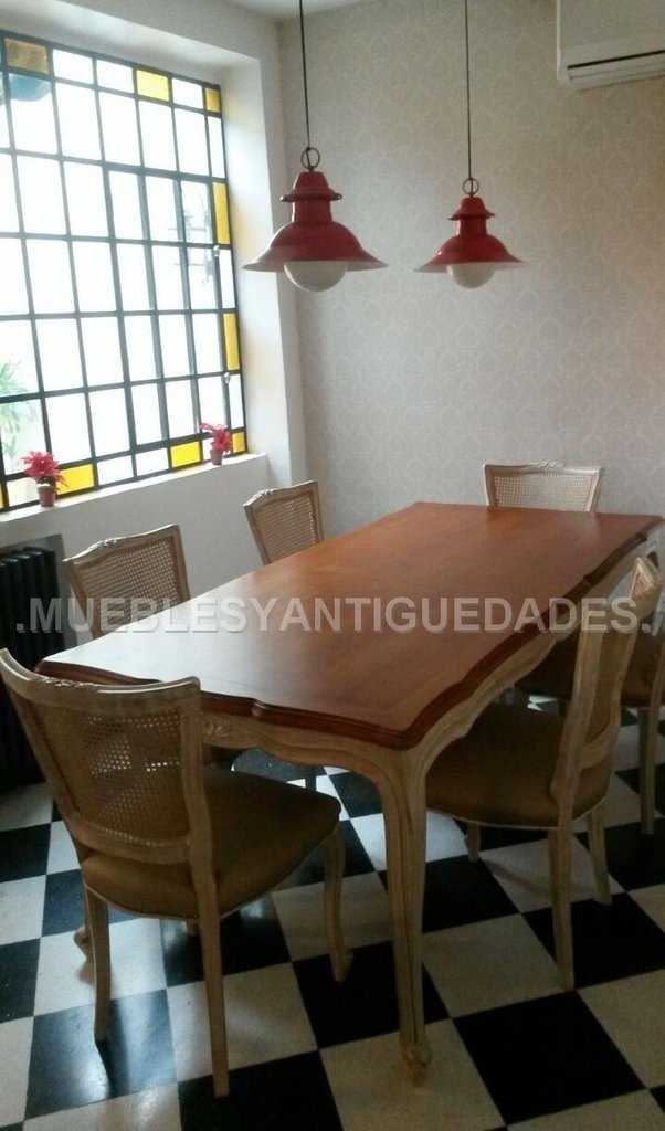 Mesa / Mesón de comedor estilo francés madera maciza 2 mts (ME104M)