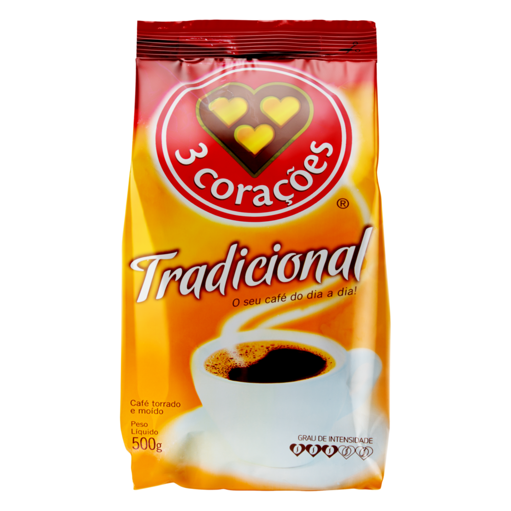 Café torrado e moído 3 corações tradicional vácuo 500g