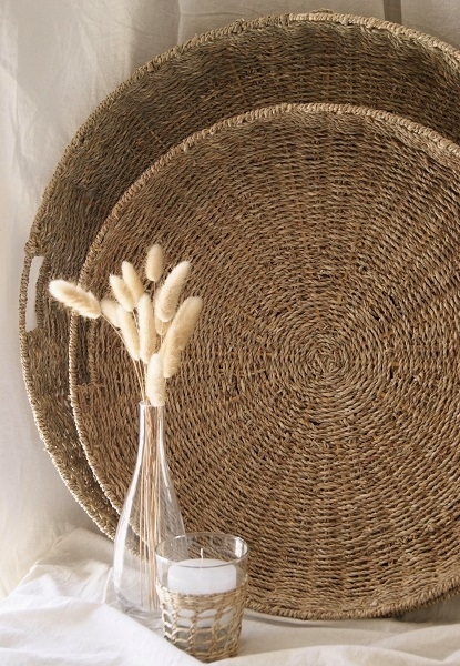 BANDEJA EN FIBRAS NATURALES - MATERIAL SEAGRASS - DISEÑO HAYA