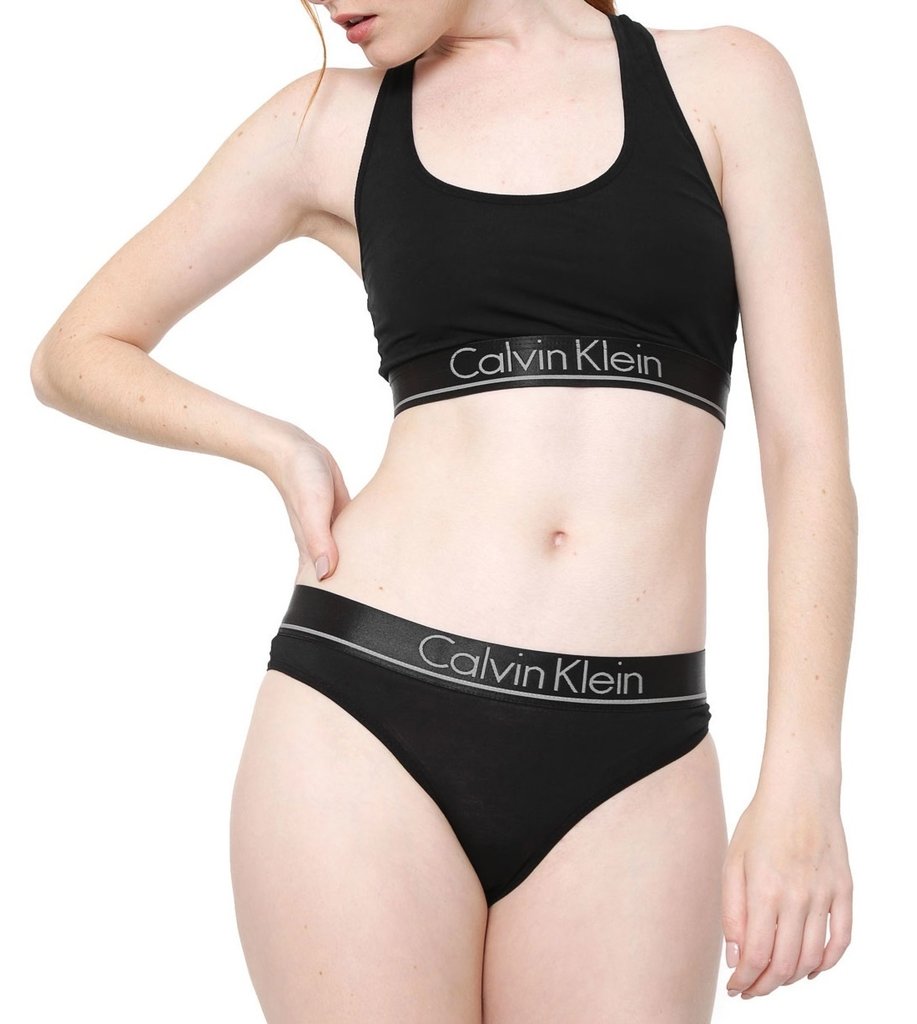 Conjunto Sutiã Top Racerback Calvin Klein Underwear em Modal Defy