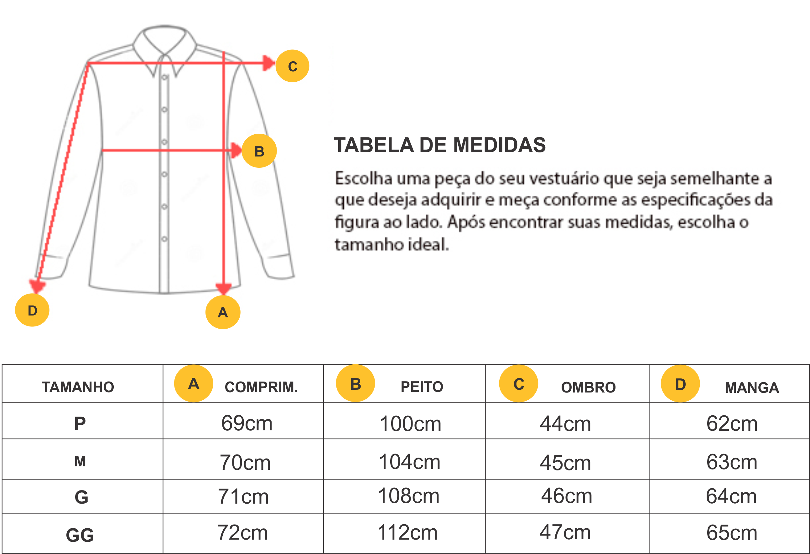 tabela de medidas camisa social infantil