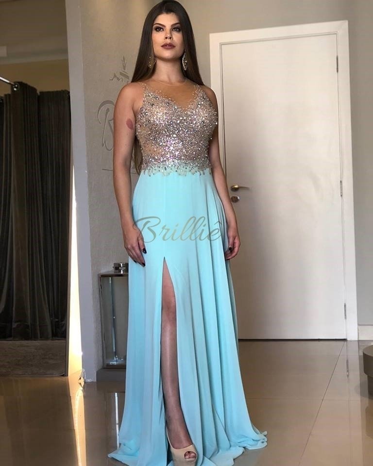 verde tiffany vestido longo