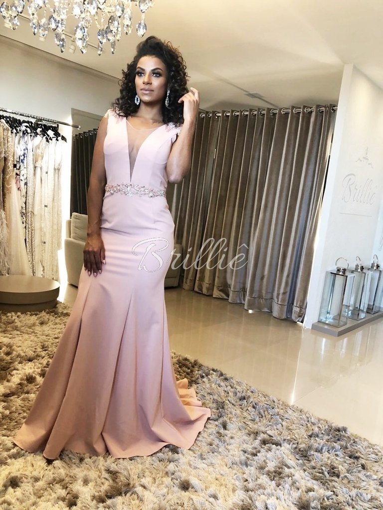 vestido nude sereia