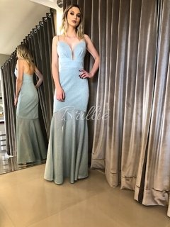 vestido azul lurex