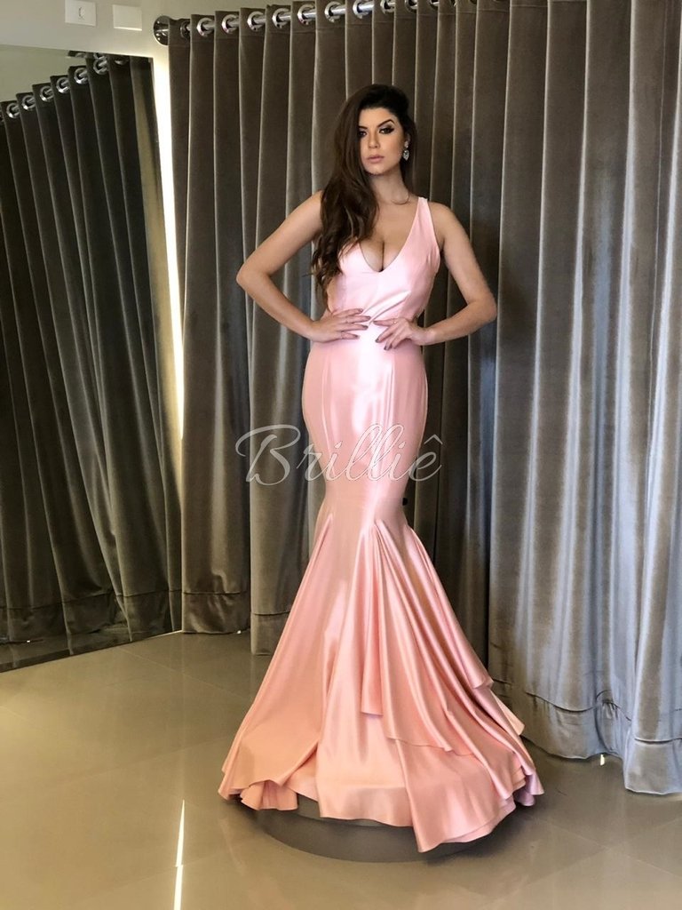 vestido rosa salmão