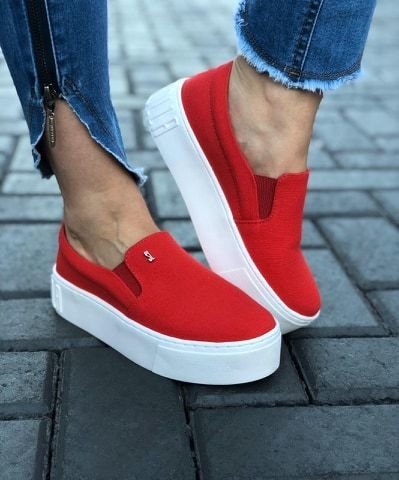 slip on santa lolla suede vermelho