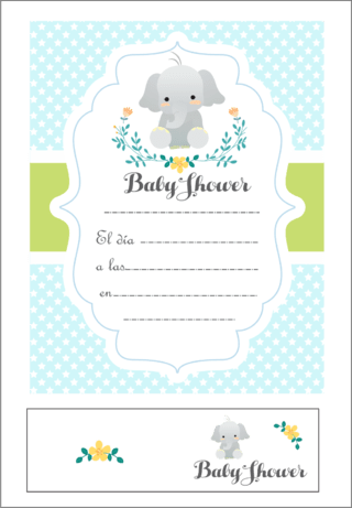 Comprar Invitaciones Baby Shower En Katu Elefante Celeste