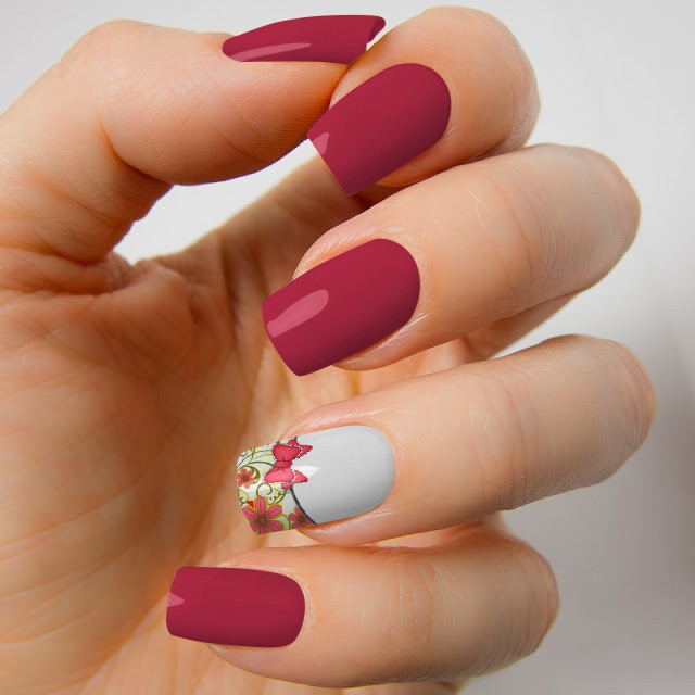 Adesivo de Unha Francesinha de Flores Vermelhas com Lacinho Ref FL99 Artesanato Nordeste Brasil ~ Adesivo de Unha Francesinha de Flores Vermelhas com Lacinho Ref FL99