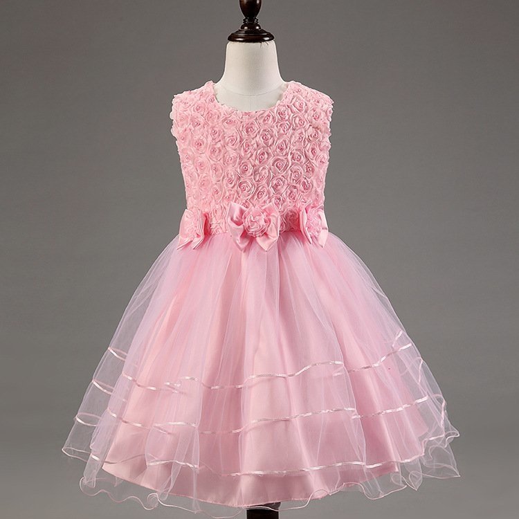 vestido rodado rosa infantil
