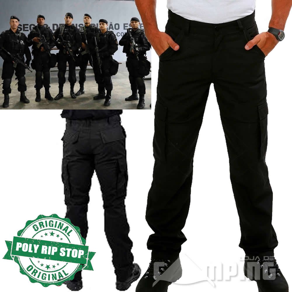 calça tatica rip stop preta