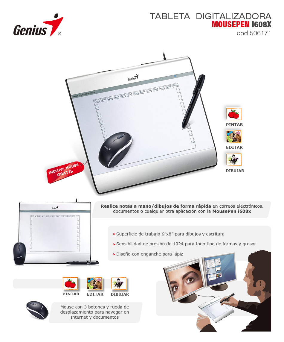 Tableta Digitalizadora Genius Mousepen i608X