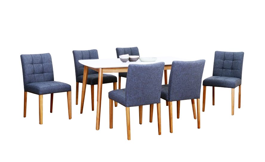 JUEGO DE COMEDOR MADRID MESA EXTENSIBLE + SILLA EN TELA JUEGO DE COMEDOR MADRID MESA EXTENSIBLE + SILLA EN TELA
