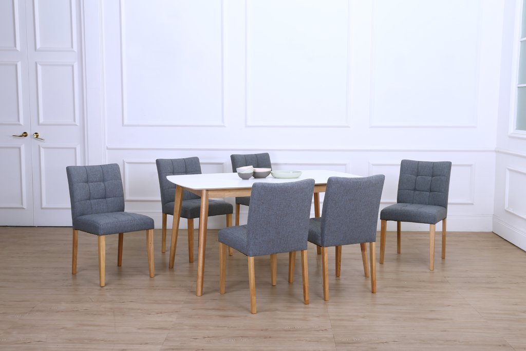 JUEGO DE COMEDOR MADRID MESA EXTENSIBLE + SILLA EN TELA JUEGO DE COMEDOR MADRID MESA EXTENSIBLE + SILLA EN TELA