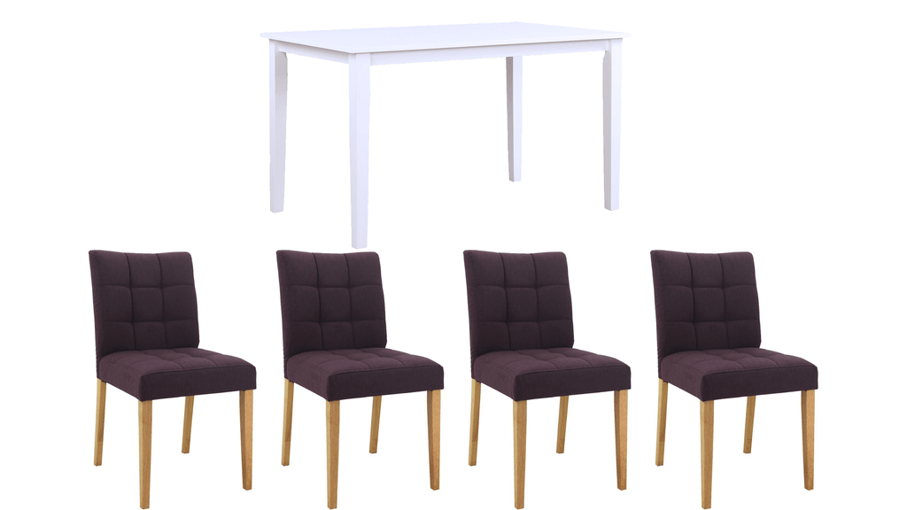JUEGO DE COMEDOR ZAGREB MESA BLANCA 1.20 + 4 SILLAS DAVIN NATURAL JUEGO DE COMEDOR ZAGREB MESA BLANCA 1.20 + 4 SILLAS DAVIN NATURAL