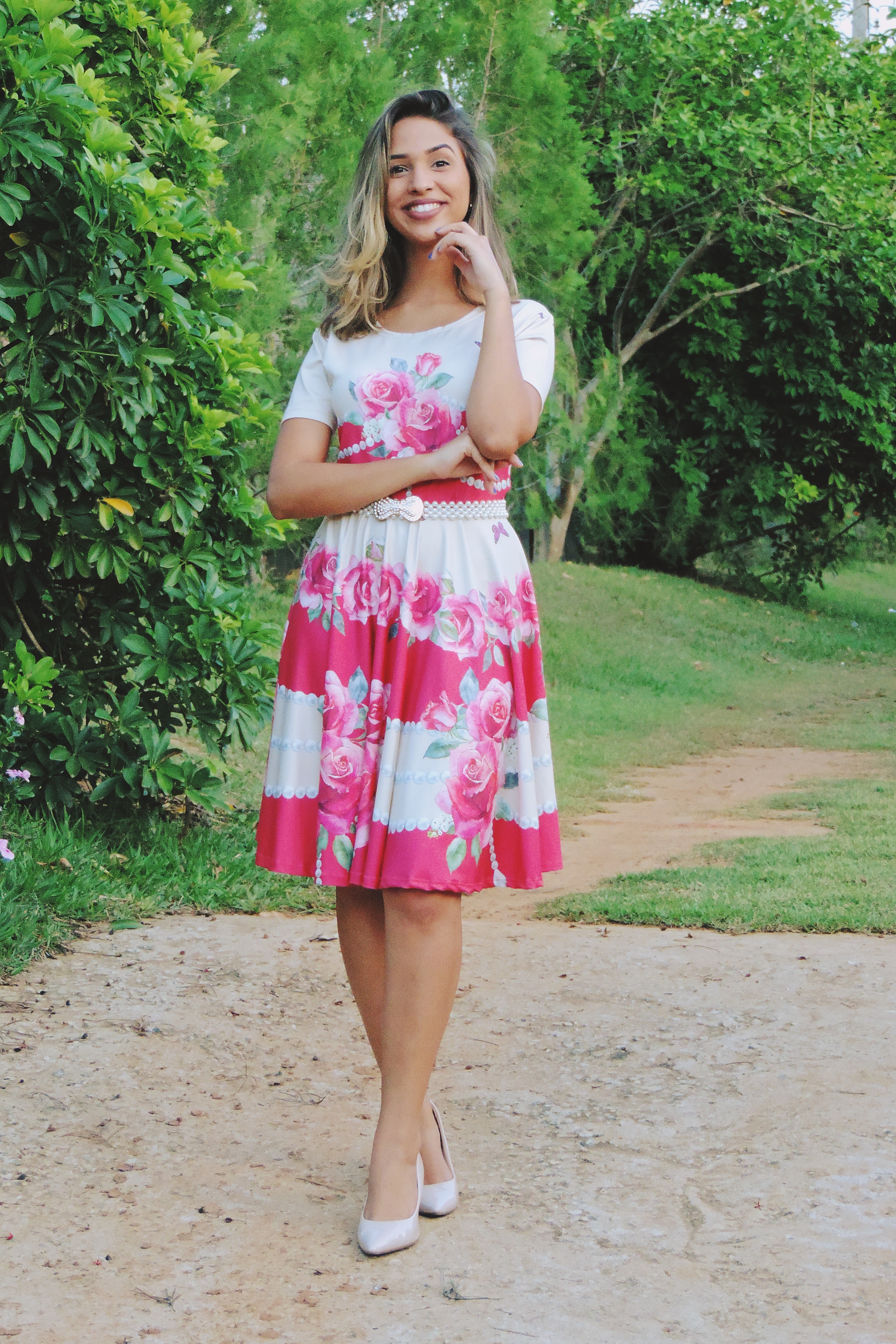 vestido godê florido