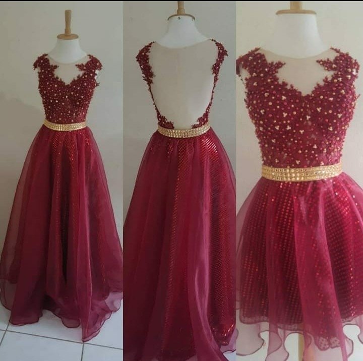 vestido de debutante vermelho marsala
