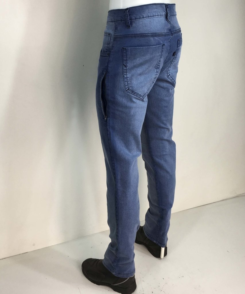 calça jeans com ziper na perna masculina