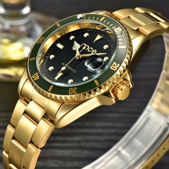 Relógio Mce Automático Gold Black