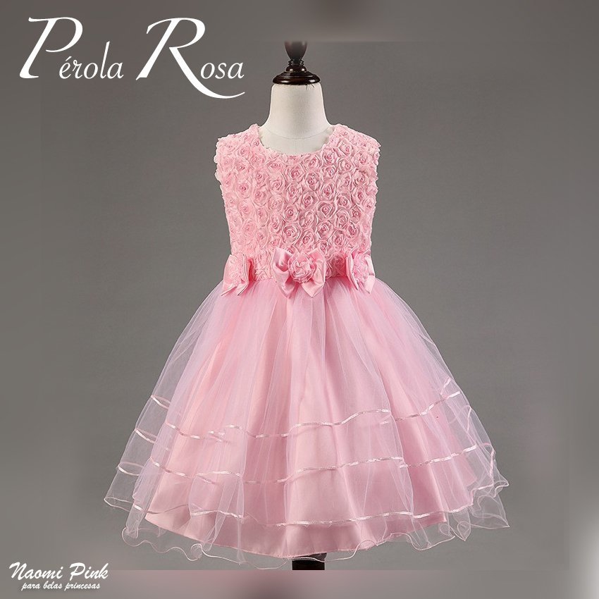 vestido de daminha rosa pink