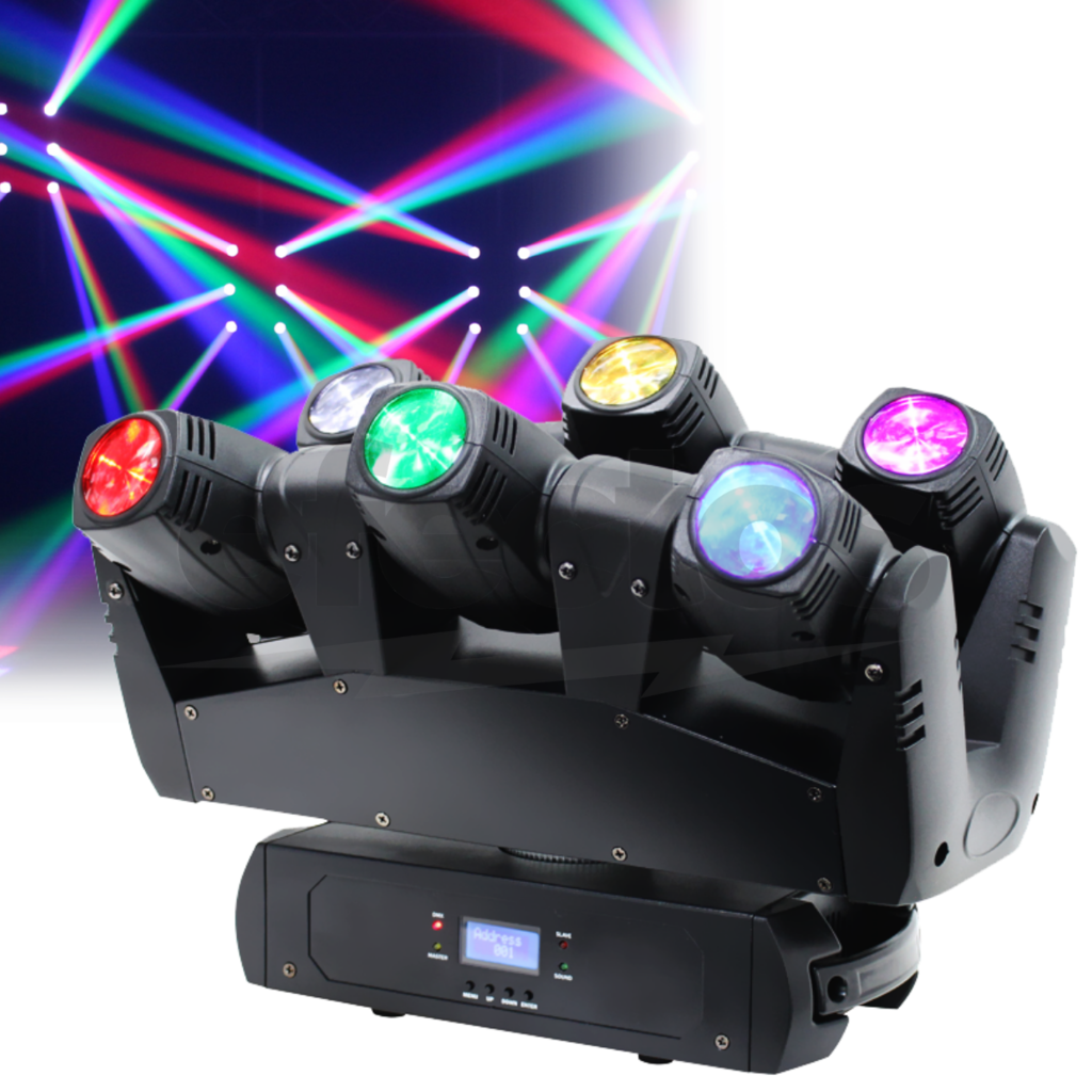 KAOS Spider Moving Head Beam 6 x 10W RGBW LED DMX DJ Stage Lighting