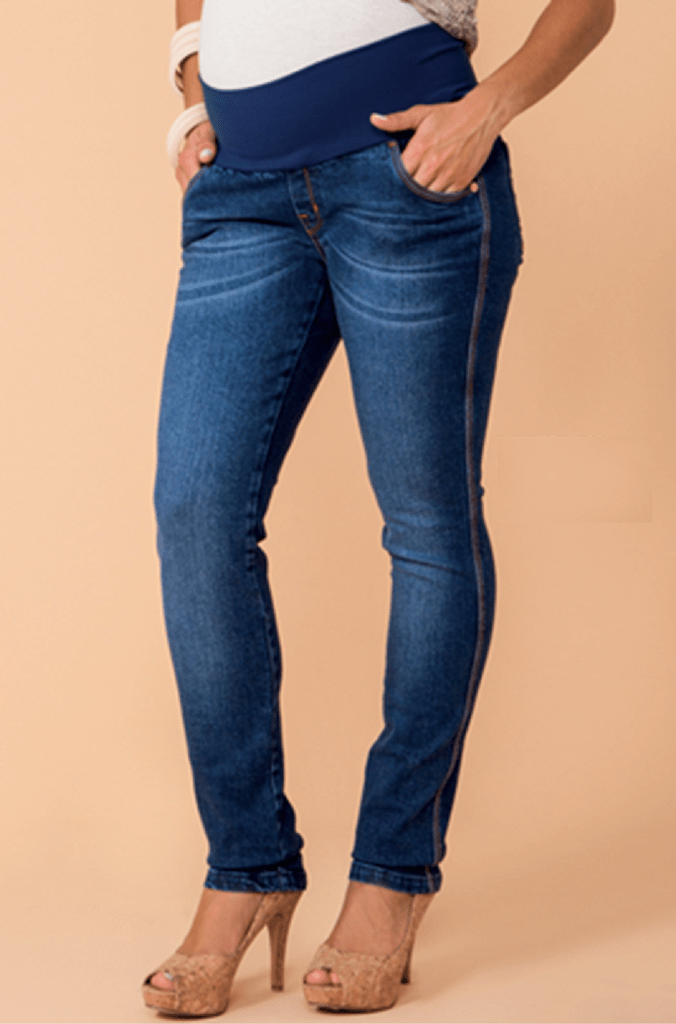 calça jeans com cos de elastico para gestante