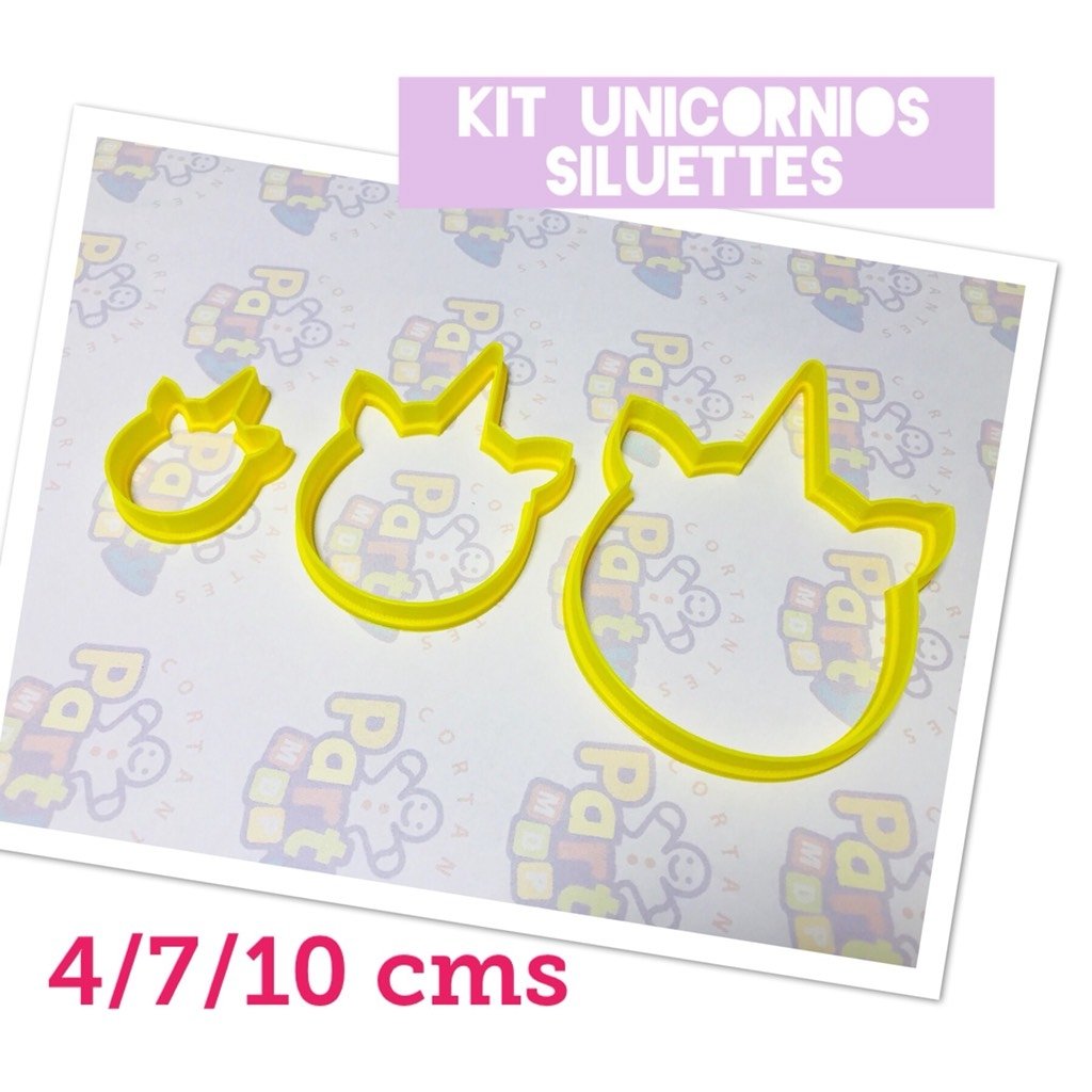 Cortante Galletitas Unicornios Siluettes X 03u De 4710 Cms