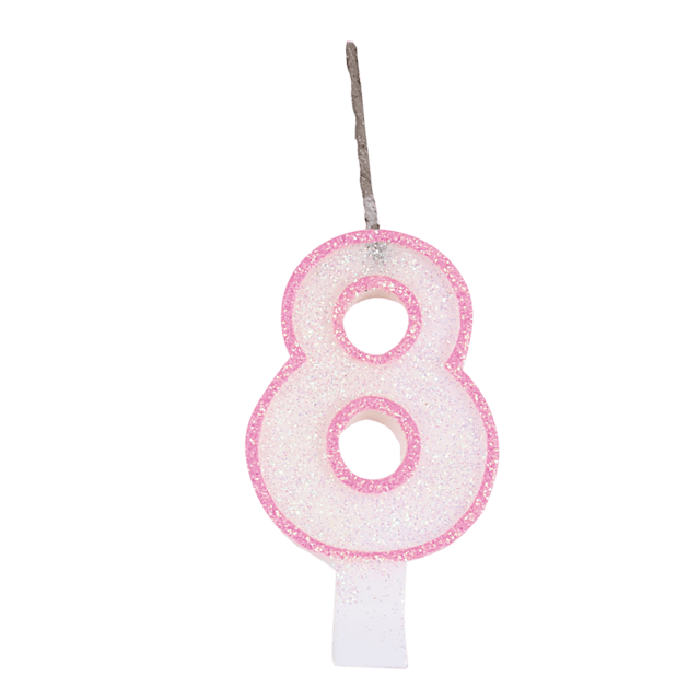 VELA ANIVERSÁRIO FESTCOLOR GLITTER ROSA N°8 C/1UN. (7899348535601)