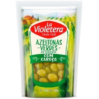 AZEITONA LA VIOLETERA VERDE 100G SACHÊ COM CAROÇO (7891089100575)