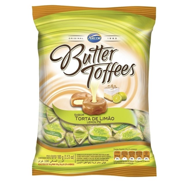 BALA ARCOR BUTTER TOFFEES 100G TORTA DE LIMÃO (7891118015320)