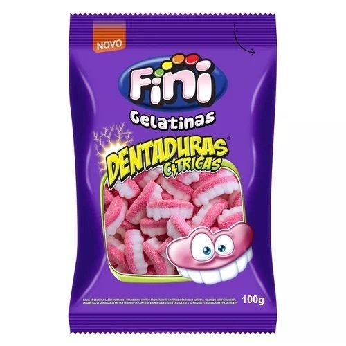 BALA FINI GELATINAS 100G DENTADURAS TEETH CÍTRICA (7898591451478)