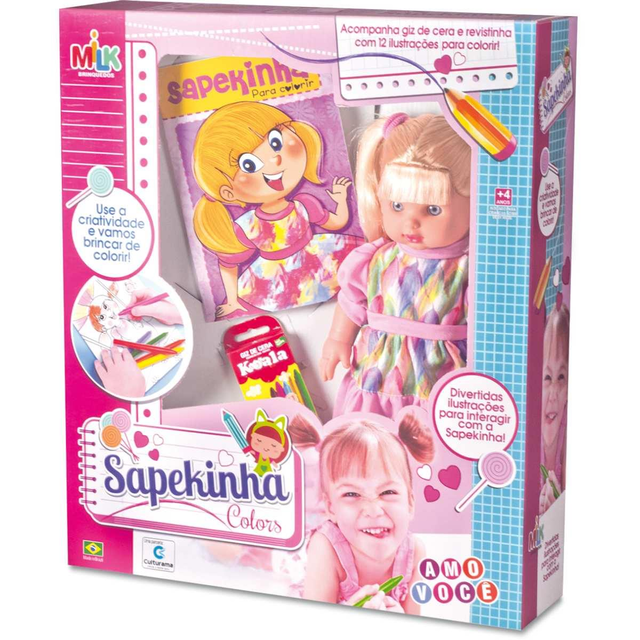 BONECA MILK SAPEKINHA COLORS C/LIVRO E GIZ REF.0414 (7898283854143)