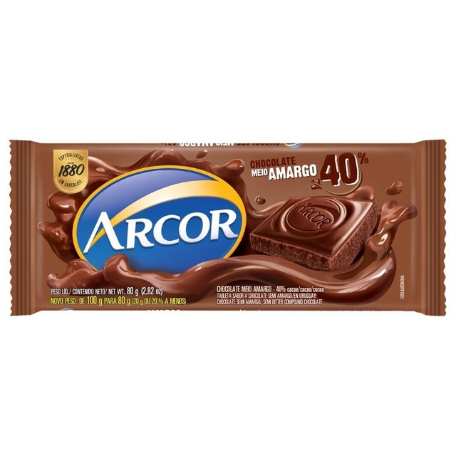 CHOCOLATE ARCOR 80G MEIO AMARGO 40 (7898142863880)