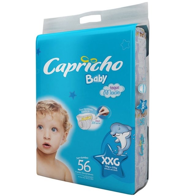 FRALDA CAPRICHO BABY SUPER JUMBO XXG C/56UN (7891522040352)