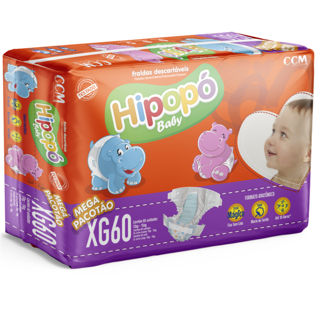 FRALDA HIPOPÓ BABY MEGA PACOTÃO XG C/60UN. (7899700800200)