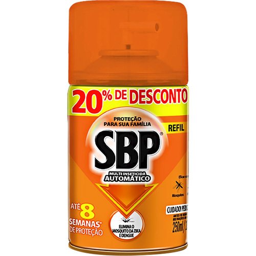 INSETICIDA AUTOMÁTICO SBP 250ML REFIL 20 DESCONTO (7891035024184)