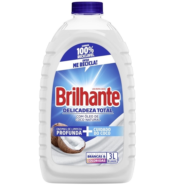 LAVA ROUPAS LÍQUIDO BRILHANTE 3L DELICADEZA TOTAL (7891150071193)