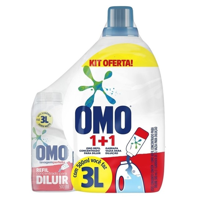 LAVA ROUPAS LÍQUIDO OMO 500ML CONC.DILUIR LAVAGEM PERFEITA (7891150061903)
