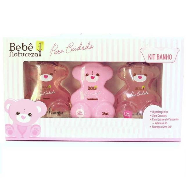 KIT BEBÊ NATUREZA SH + COND.40/38ML PURO CUID.MNA + SAB.L (7898005719163)
