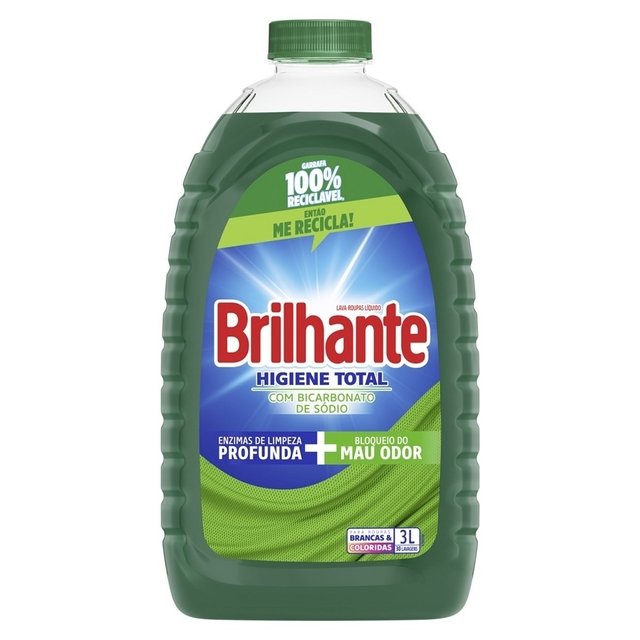 LAVA ROUPAS LÍQUIDO BRILHANTE 3L HIGIENE TOTAL MAU (7891150064713)