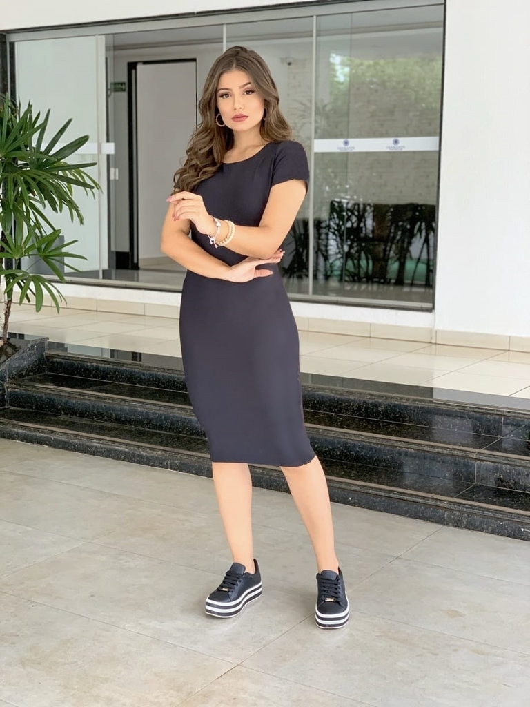 vestido neoprene tubinho