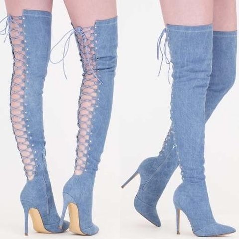 bota over the knee jeans