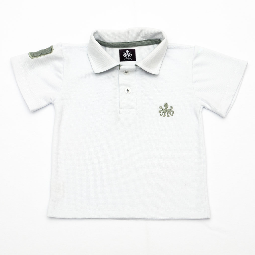 camisa polo infantil otto branca com cinza