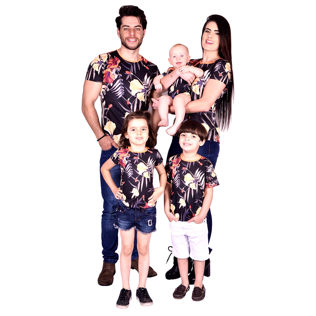 Kit Camisetas Família Tropical Elegante Isabb