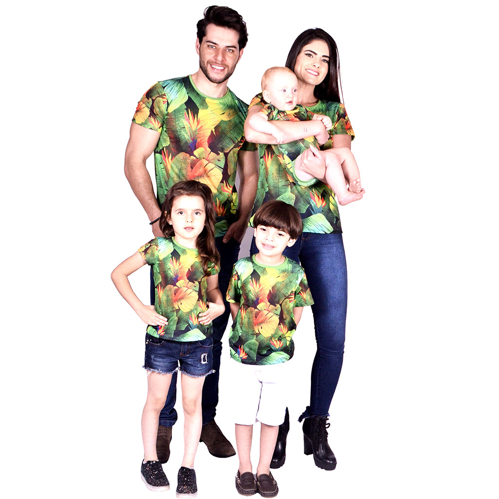 Kit Camisetas Família Folhagens Isabb