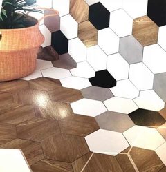 Porcelanato Hexágonal Negro Mate 17,5x20 Piso Pared Acuarela