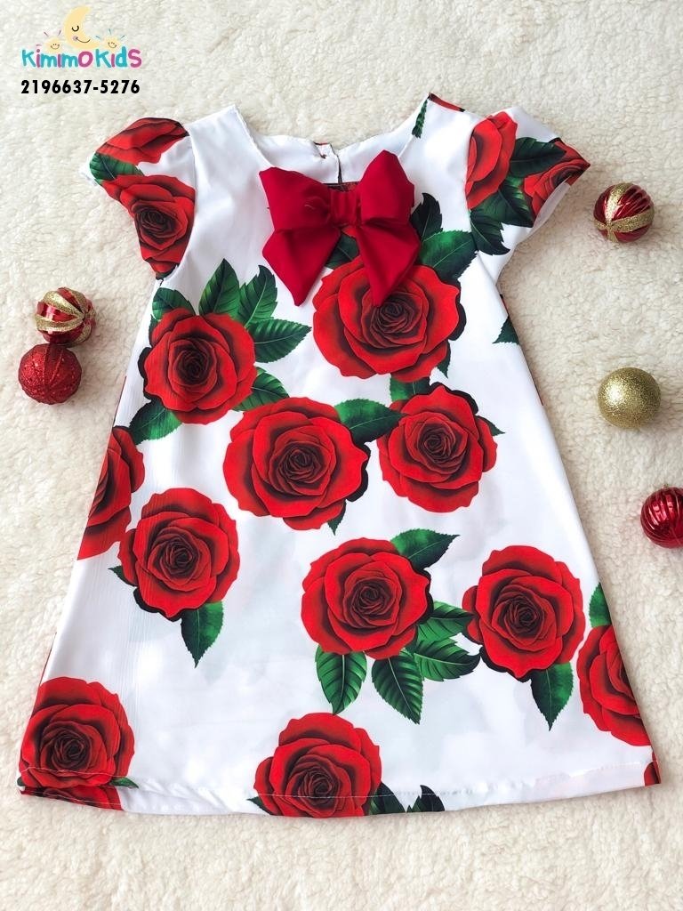 vestido vermelho com flores