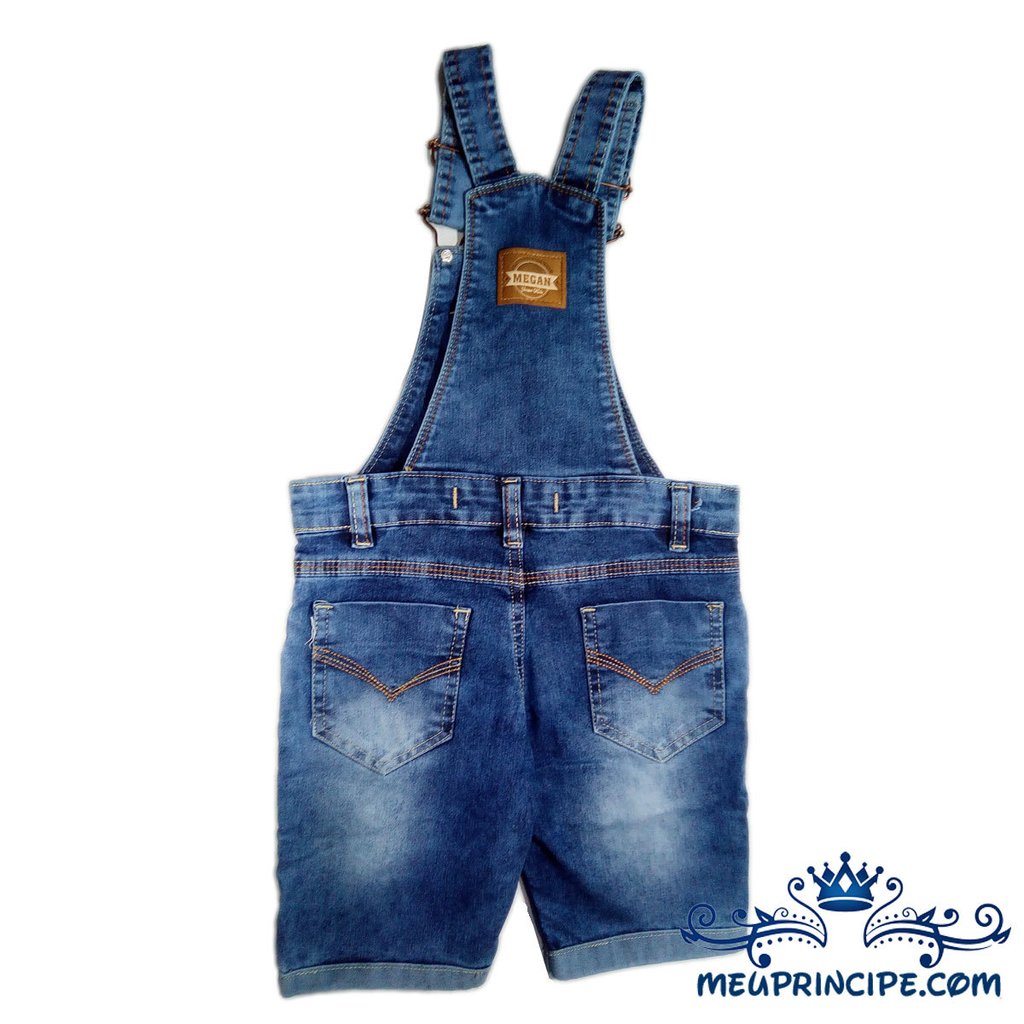 jardineira jeans masculina curta