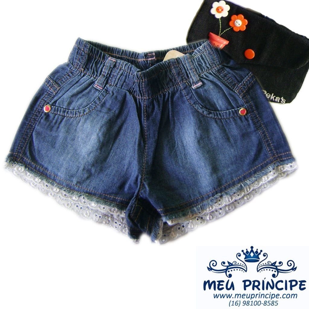 short jeans com cos de elastico