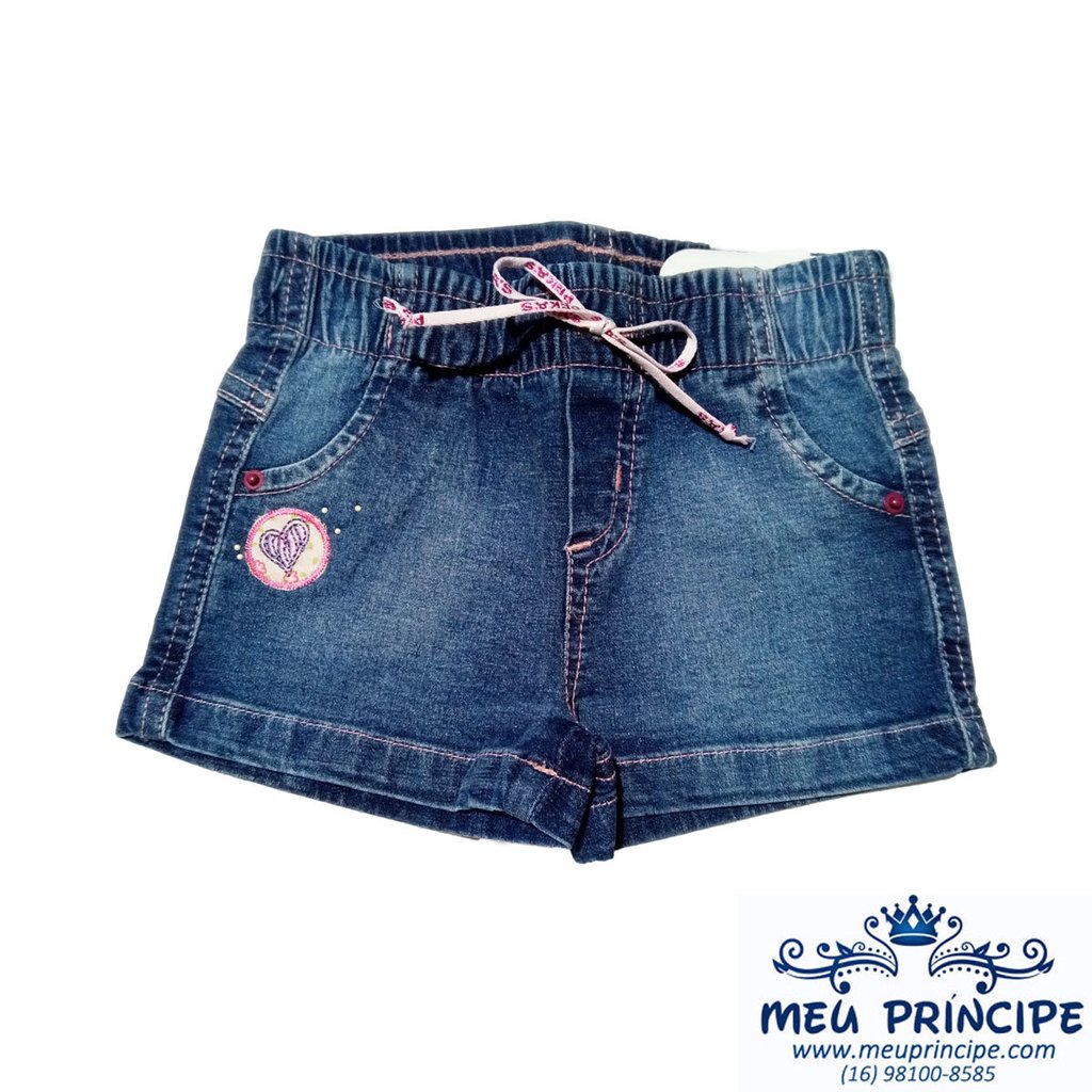 short jeans com cos de elastico